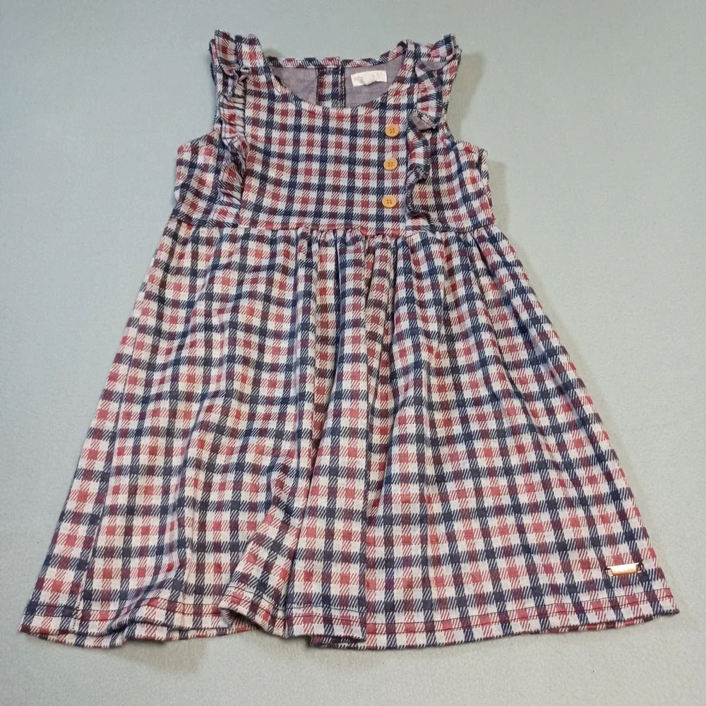 Kensie Girl Plaid Sleeveless Ruffle Dress Red Navy‎ Blue White Size 6X JBJJ912